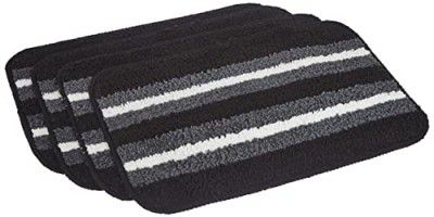 Amazon Brand - Solimo Micro Bathmat Set of 4, Monochrome Duet - 950 GSM