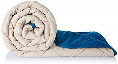 Amazon Brand - Solimo Microfibre Reversible Quilt Blanket,Single,120 Gsm,Sandy Beige And Deep Teal,tc-200
