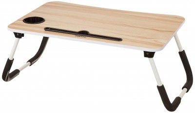 Amazon Brand - Solimo Mira Multi-Purpose Laptop Table With Cup Holder (Brown, Wood, Pack Of 1)