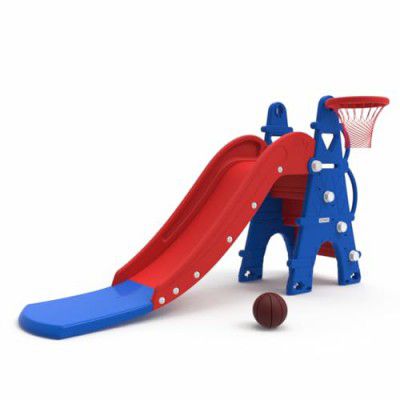 Amazon Brand - Solimo Modern Castle Slide with Basketball for Indoor & Outdoor Use