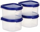 Amazon Brand - Solimo Modular Plastic Storage Containers with Lid, Set of 4 (250ml each)...