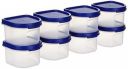 Amazon Brand - Solimo Modular Plastic Storage Containers with Lid, Set of 8 (250ml each), Blue...