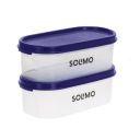 Amazon Brand - Solimo Modular Plastic Storage Containers with Lid | Airtight | BPA-Free | Set of 2 | 600 ML (Transparent)...