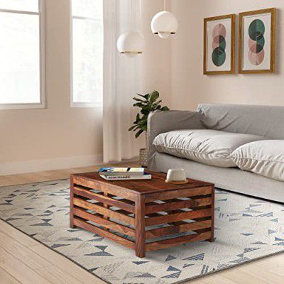 Amazon Brand - Solimo Monserz Coffee Table (Solid Sheesham Wood, Natural Finish)