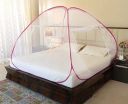 Amazon Brand - Solimo Mosquito Net, Double Bed (Queen Size, 24-30 GSM, Foldable, Highly Durable) - Pink...