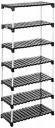 Amazon Brand - Solimo - Multipurpose Rack for Shoes and Clothes, 7 Racks, Black (Stainless Steel & Linen)...