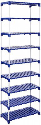 Amazon Brand Solimo - Multipurpose Rack for Shoes and Clothes, 9 Racks, Blue