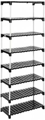 Solimo Multipurpose Rack for Shoes and Clothes, 8 Racks, Black