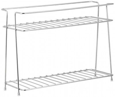 Amazon Brand - Solimo Multipurpose Stainless Steel Kitchen Organizer Storage Rack 2 Shelves
