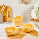 Amazon Brand - Solimo Mustard Color 500ML Ceramic Bowl Dishwasher & Microwave Safe Bowl Mixing Bowl - Set of 4...