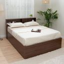 Amazon Brand - Solimo Neptune Queen Engineered Wood Regular Bed with Storage (Walnut Finish, Brown)...