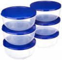Amazon Brand - Solimo Nestable & Stackable Container Set, Round, 2700 ml, Set of 6, Blue...