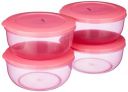 Amazon Brand - Solimo Nestable & Stackable Container Set, Round, 1900 ml, Set of 4, Pink...