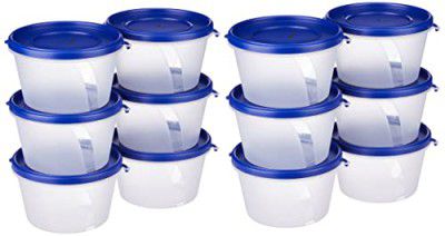Amazon Brand - Solimo Nestable & Stackable Polypropylene Container Set, Round, 750 ml, Set of 12, Blue