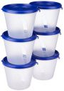 Amazon Brand - Solimo Nestable & Stackable Polypropylene Container Set, Round, 1000 ml, Set of 6, Blue...