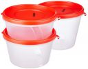 Amazon Brand - Solimo Nestable & Stackable Polypropylene Container Set, Round, Set of 3, Red...