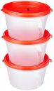 Solimo Nestable & Stackable Polypropylene Container Set, Round, 750 ml, Set of 3, Red...