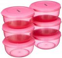 Amazon Brand - Solimo Nestable Round Container 600 ml set of 6, Pink...