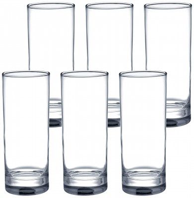 Amazon Brand - Solimo Nia High Ball Glass Set, 325ml, Set of 6, Transparent