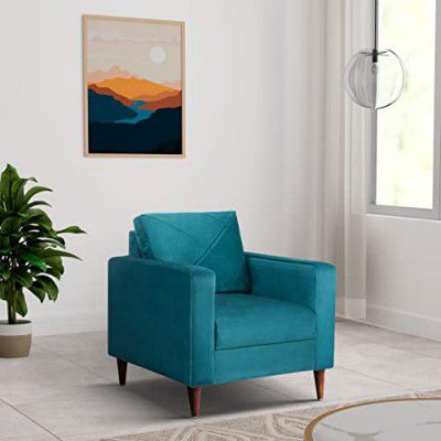 Amazon Brand - Solimo Nodoms 1 Seater Sofa (Velvet Fabric, Sky Blue)