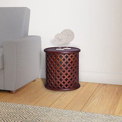 Amazon Brand - Solimo Obry Durable Round Bedside Table (Mango Wood with Honey Finish)