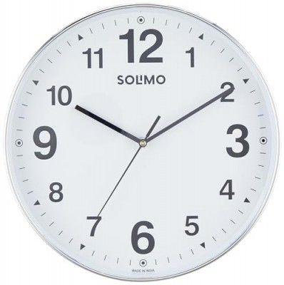 Amazon Brand - Solimo Office Round Analog Wall Clock | Plastic | Silent Sweep Movement | 12 Inch | White