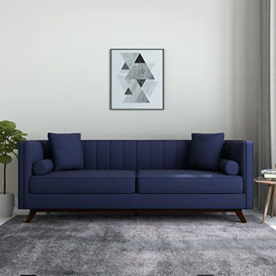 Amazon Brand - Solimo Ohrid 3 Seater Sofa (Fabric, Navy Blue)