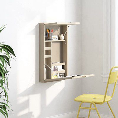Amazon Brand - Solimo Ohrid Acacia Solid Wood Wall Mounted Study Desk