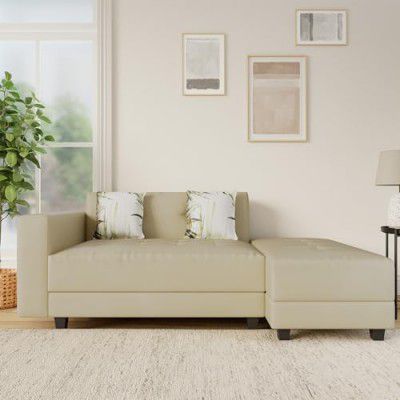 Amazon Brand - Solimo Olvera 3 Seater L Shape Sectional Sofa cum Bed (Fabric, Beige)