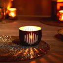 Amazon Brand - Solimo Ornamental Iron Tea Light (Matt Black with Gold)...