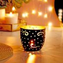 Amazon Brand - Solimo Ornamental Iron Tea Light | Stylish | for Indoors & Outdoors Décor (Matt Black with Gold)...