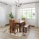 Amazon Brand - Solimo Pavonine Solid Sheesham Wood 6 Seater Dining Table with 4 Chairs and 1 Bench (Natural Finish)...
