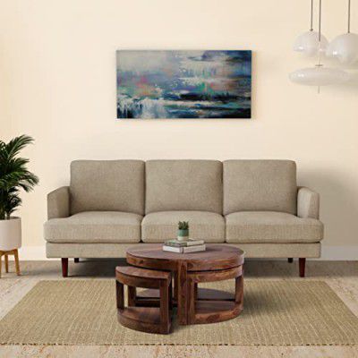 Amazon Brand - Solimo Pegasi Durable Coffee Table, with 4 stools (Sheesham Wood with Natural Finish)
