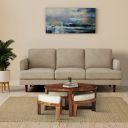 Amazon Brand - Solimo Piesta Round Coffee Table with 4 Stools and 4 Cushions (Solid Sheesham Wood, Natural Finish)...