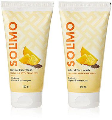 Amazon Brand - Solimo Pineapple Face Wash with Chia Seed 150ml (Pack of 2)