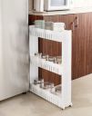 Amazon Brand - Solimo Plastic 3 Layer Slim Storage Organizer Rack with Wheels (White, Standard)...