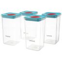 Amazon Brand - Solimo Plastic Airtight Kitchen Storage Container Set With Locking System I Transparent BPA Free Storage Jar | Multipurpose Jar I Grocery Kitchen Container Set, 2300 Ml Set of 4, Blue...