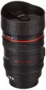 Amazon Brand - Solimo Plastic & Stainless Steel Camera Lens Shaped Coffee Mug with Lid, Black...