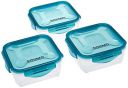 Amazon Brand - Solimo Plastic Food Storage Container Set, (3 pieces, 800ml)...