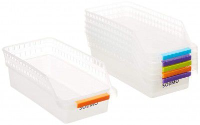 Amazon Brand - Solimo Plastic Fridge Storage Organizer Racks (Silver) -Set of 6