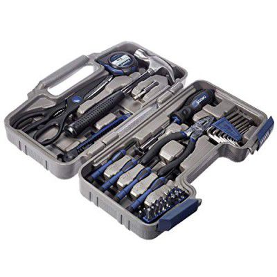 Amazon Brand - Solimo Plastic Household Tool Set (Dark Blue, 38-Pieces)