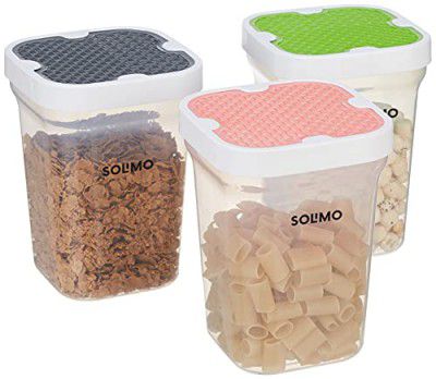 Amazon Brand - Solimo Plastic Kitchen Container Set With Airtight Lids, Set of 3, 25L Each