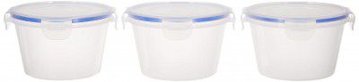 Amazon Brand - Solimo Plastic Kitchen Storage Container Set, 750ml 3-Pieces 