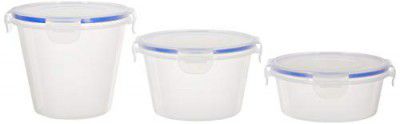 Amazon Brand - Solimo Plastic Kitchen Storage Container Set, 3-Pieces, Blue