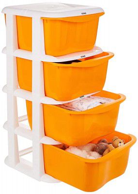 Amazon Brand - Solimo Plastic Multipurpose Modular Drawer, 4 Racks