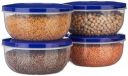 Amazon Brand - Solimo Plastic Nestable & Stackable Container Set | Round | 900 ml | Set of 4 | Blue...