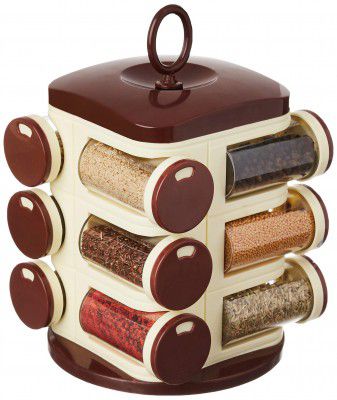 Amazon Brand - Solimo Plastic Revolving Spice Rack Set | 12 Pcs