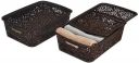 Amazon Brand - Solimo Plastic Royal Multipurpose Storage Basket With Lid- Medium (Set Of 2, Brown)...