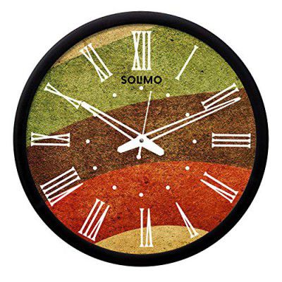 Amazon Brand - Solimo Plastic Silent Movement Designer Wall Clock (Black Frame, 12-inch)