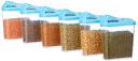 Amazon Brand - Solimo Plastic Storage Containers with Sliding Mouth (Set of 6, 750ml, Blue)...